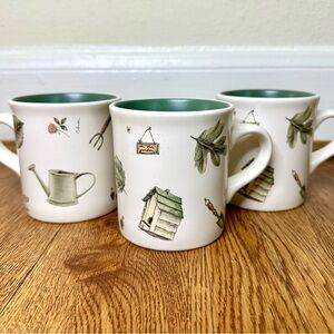 Pfaltzgraff Naturewood Collection Set of 3 12oz Mugs - Stoneware - Garden Theme